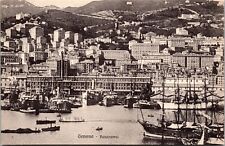 Vtg Genova Italy Panorama City View Harbor Ships Boats Postcard picture