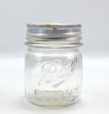 Vintage 1910 - 1923 Clear 1/2 Pint Jar w/ Aluminum Presto Lid  & Ball Glass Top picture