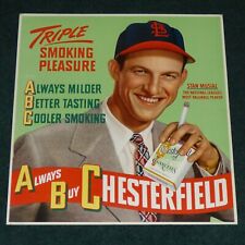 CHESTERFIELD CIGARETTES ORIG 1947 CARDBOARD SIGN STAN MUSIAL ST. LOUIS CARDINALS picture