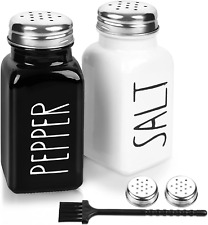 2 Pack Salt and Pepper Shakers Set, Glass Shaker with Stainless Steel Lid, Moder picture