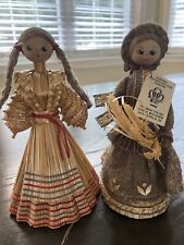 set if 2 vintage russian cornhusk dolls with tag picture