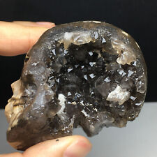 195g Natural Crystal Specimen. Geode agate. Hand-carved. Exquisite Skull.Healing picture