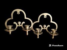 Vintage Solid Brass Candelabra Wall Sconce Candle Holders Victorian India Metal  picture