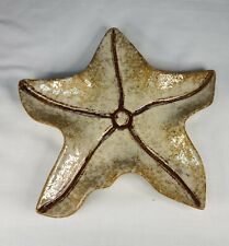 Vintage Pottery Starfish signed dated 1948 cream and brown orange peel texture picture