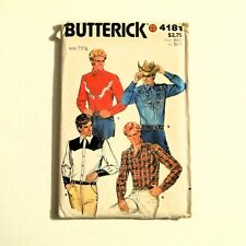 Butterick Sewing Pattern 4181 Men's Western Shirts Size 15 1/2 Vintage picture