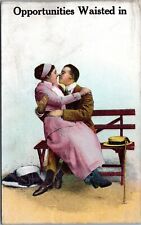postcard blank city - Couple necking on bench - 