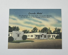 1950's Grande Motel Syracuse Kansas Business Distance Card Exterior Photo picture