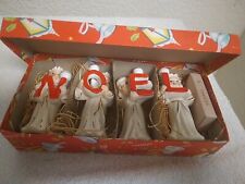 RELCO VTG 1950s NOEL Angels Figurine Candle Holder Porcelain W/ Box and Candles picture