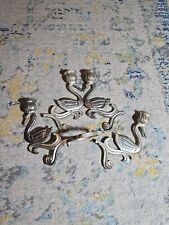 Vintage Silver Plate 4 Arm Swan Candelabra Dinner Table Pot Bowl  Holder AS Is picture