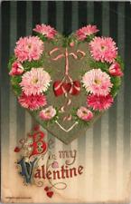 Antique Winsch Postcard Be My Valentine Hearts Flowers Floral 1910 picture