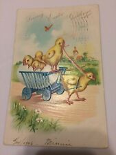 Antique 1906 Easter Greetings Baby Chicks Pulling Giant Egg EMBOSSED Germany picture
