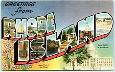 Postcard Greetings Big Large Letters Multi Scenic Views Rhode Island RI picture