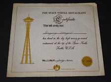 Vtg. 1964 Seattle, WA - The Space Needle Restaurant Menu & Certificate of Dining picture
