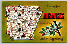 Vintage Postcard AR Arkansas Greetings Map Card Chrome ~3451 picture