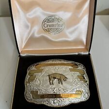 Crumrine Big Silver And Gold Color Buckle Delmarva Farms Pig Hog  picture