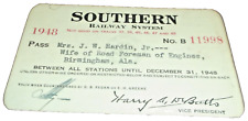 1948  SOUTHERN RAILWAY COMPANY EMPLOYEE PASS  picture