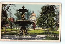 Old Vintage Postcard of Brewer Fountain and State House Boston MA picture