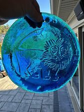 Rare vintage Blenko Glass Blue Suncatcher Lion Leo 8.5