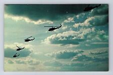 Helicopters, Five UH-1 Helicopters Returns To Their Home Base, Vintage Postcard picture
