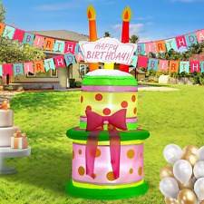 6Ft Birthday Cake Inflatable Decoration Blow up Outdoor Yard Party Lawn Decor picture