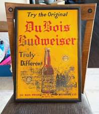PROHIBITION DUBOIS BUDWEISER METAL BEER SIGN WOODEN FRAMED DUBOIS PRODUCTS PA picture