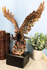 Electroplated Bronze Resin Bald Eagle With Open Wings Swooping Over Water Statue picture