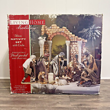 Living Home Holiday Deluxe Nativity Set with Creche 14 Piece Set Fabric Details picture
