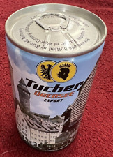 Tucher Ubersee Export Picture Steel Beer can from GERMANY Bottom Opened EX picture