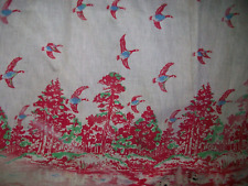 Vintage 30s 40s Flying Birds Trees Full Cotton Flour Feed Sack Feedsack Fabric picture