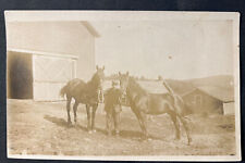 1900s Two HORSES and Man RPPC Real Photo Postcard A.B . Cooper Westford New York picture