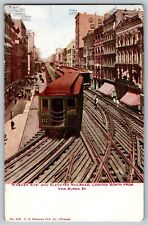 Wabash Ave. - Elevated Railroad at Van Buren Street - Vintage Postcard - Posted picture