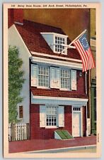 Philadelphia Pennsylvania Pa Besty Ross House American Flag Linen Unp Postcard picture