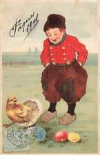 Vintage Boy Chick Hatches Shell Eggs Easter P346 picture