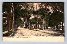 Greenwich NY-New York, Elm Ave & Cottage Street, Vintage c1907 Postcard picture