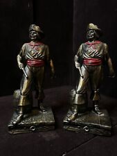 Pair Antique Armor Bronze Pirate Enamel Metal Statues/Bookends “as-is” picture
