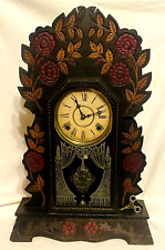 Antique 1903 Victorian WM L. Gilbert Oak Mantle Clock #49 picture