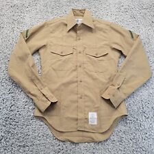 USMC Khaki Shirt Adult 15 Brown Long Sleeve US Marine Service Dress Military picture