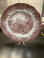 J&G Meakin Romantic England Hadron Hall Derbyshire Red White Glazed Plate picture