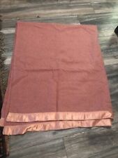 Vintage Chatham Wool Blanket Satin Trim 72 x 86 Nice Pinkish Red picture