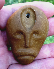 Extremely Rare Celtic Iron Age Quartzite Anthropomorphic Head Amulet - Cernnunos picture