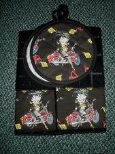 Betty Boop motorcycle harley biker kitchen towels and potholders picture