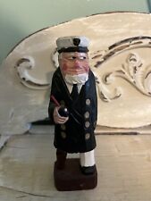 Vintage Folk Art Wooden Ship Captain Figurine 6” with Pipe and Peg Leg picture