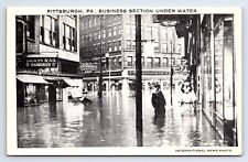Postcard Pittsburgh PA Business Section Under Water Woolworth 5 and Dime Dentist picture