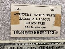 1951 1952 Methodist Intermediate Basketball League Season Pass St. Louis MO Vtg picture