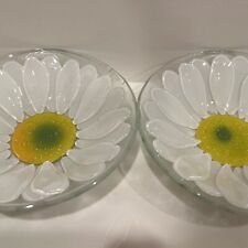 VILLEROY AND BOCH BRAZIL EMBOSSED FLORA VITRUM GLASS DAISY BOWLS Set Of 2 picture