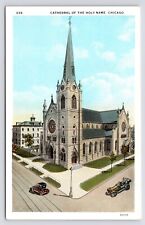 c1920s~Holy Name Cathedral~Aerial View~The Loop~Chigao IL~Vintage Postcard picture