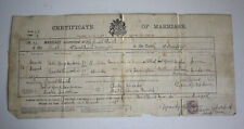 Old Victorian Document - Certificate Of Registry Of Marriage - 1891 - Original  picture