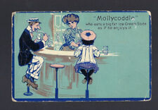 c.1917 Mollycoddle Ice Cream Soda Fountain Waitress Comic Postcard POSTED picture