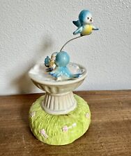 Vintage Norcrest Rotating Blue Birds Bath Music Box Kawaii Japan MCM Lefton picture