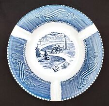 Royal USA Currier & Ives ASHTRAY blue & white couple on park bench design picture